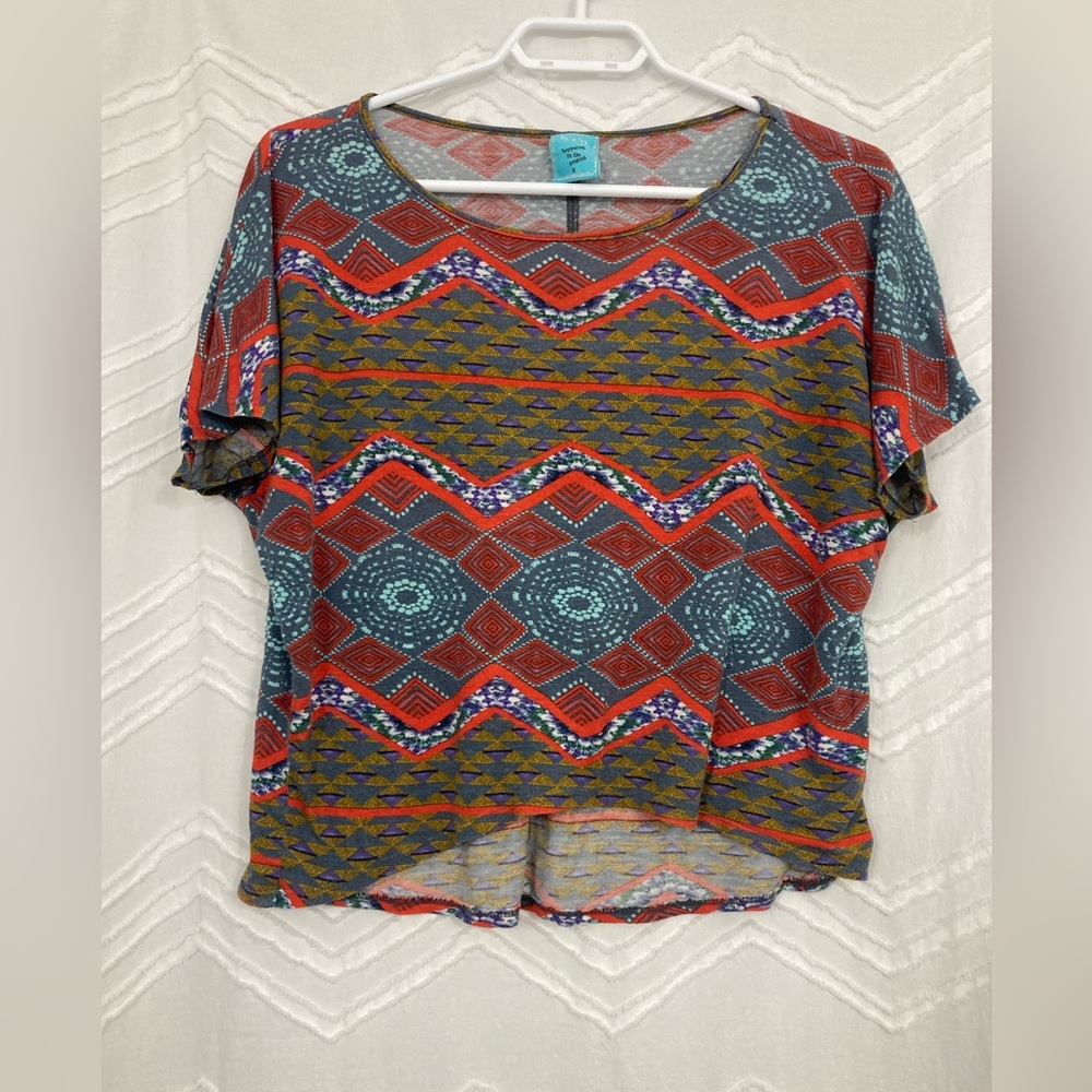 Colorful Geometric Patterned Women's Top